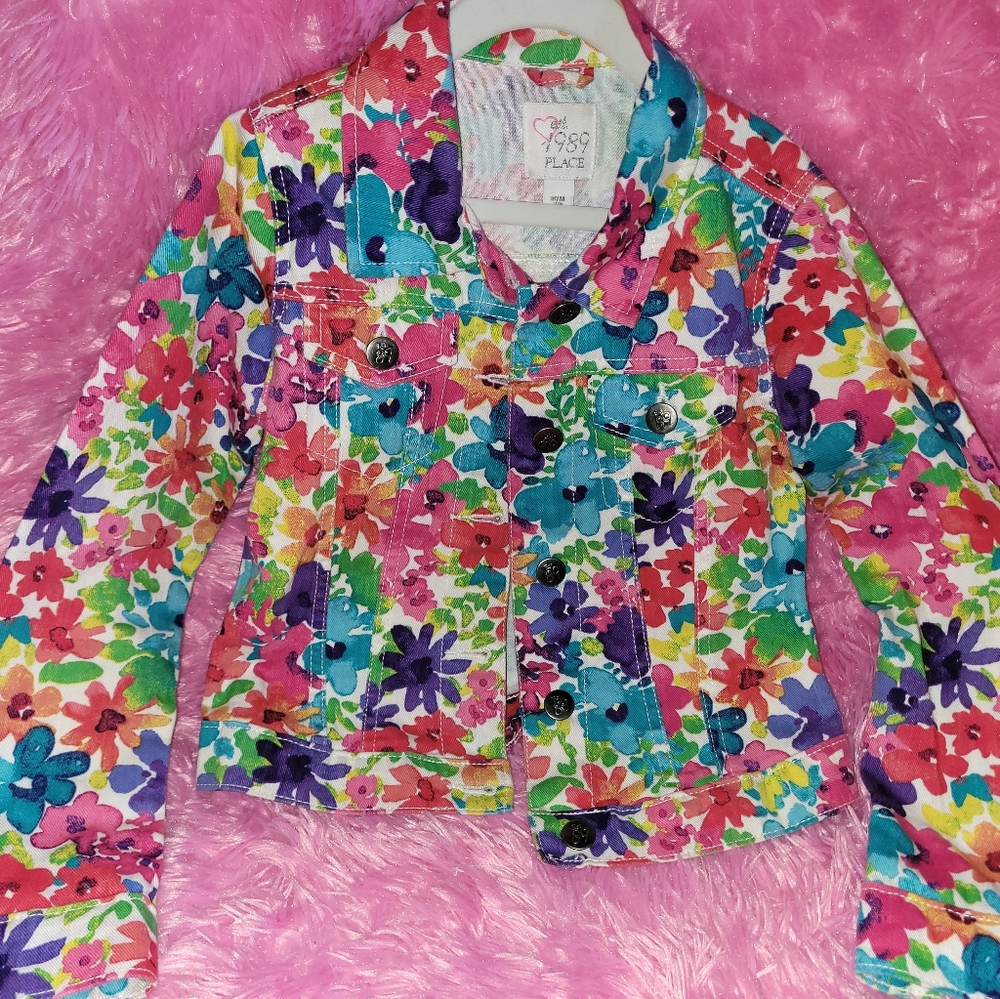 Floral denim jacket
